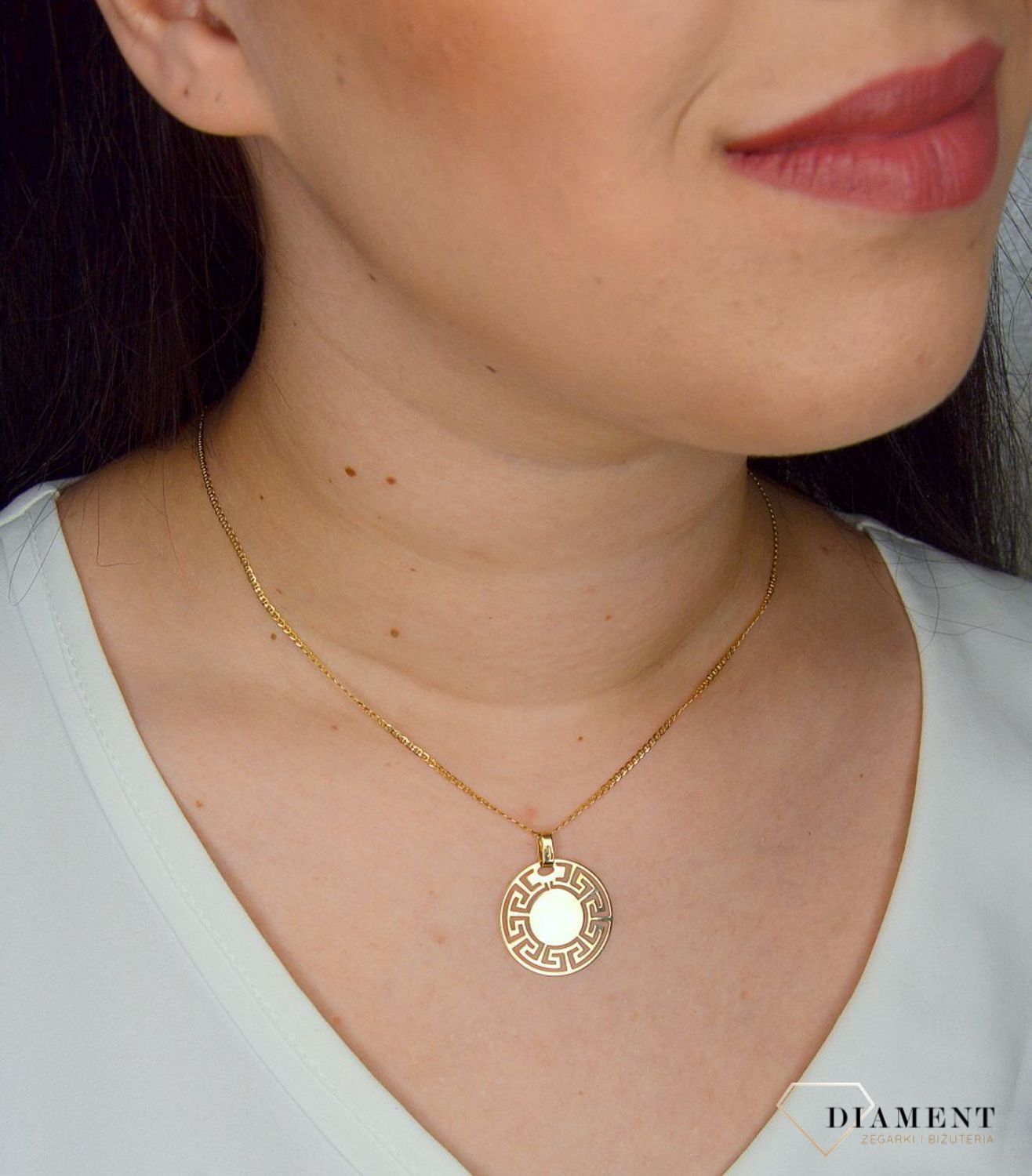 Złota zawieszka 585 kółko wzór grecki DIA-ZA 2702-585.jpg